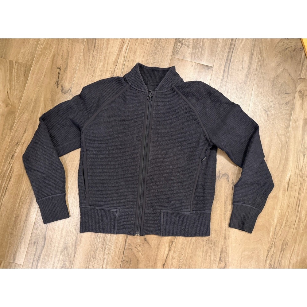 Lululemon On Repeat Bomber Jacket Womens Size 6 Black Full Zip Pockets Outdoor